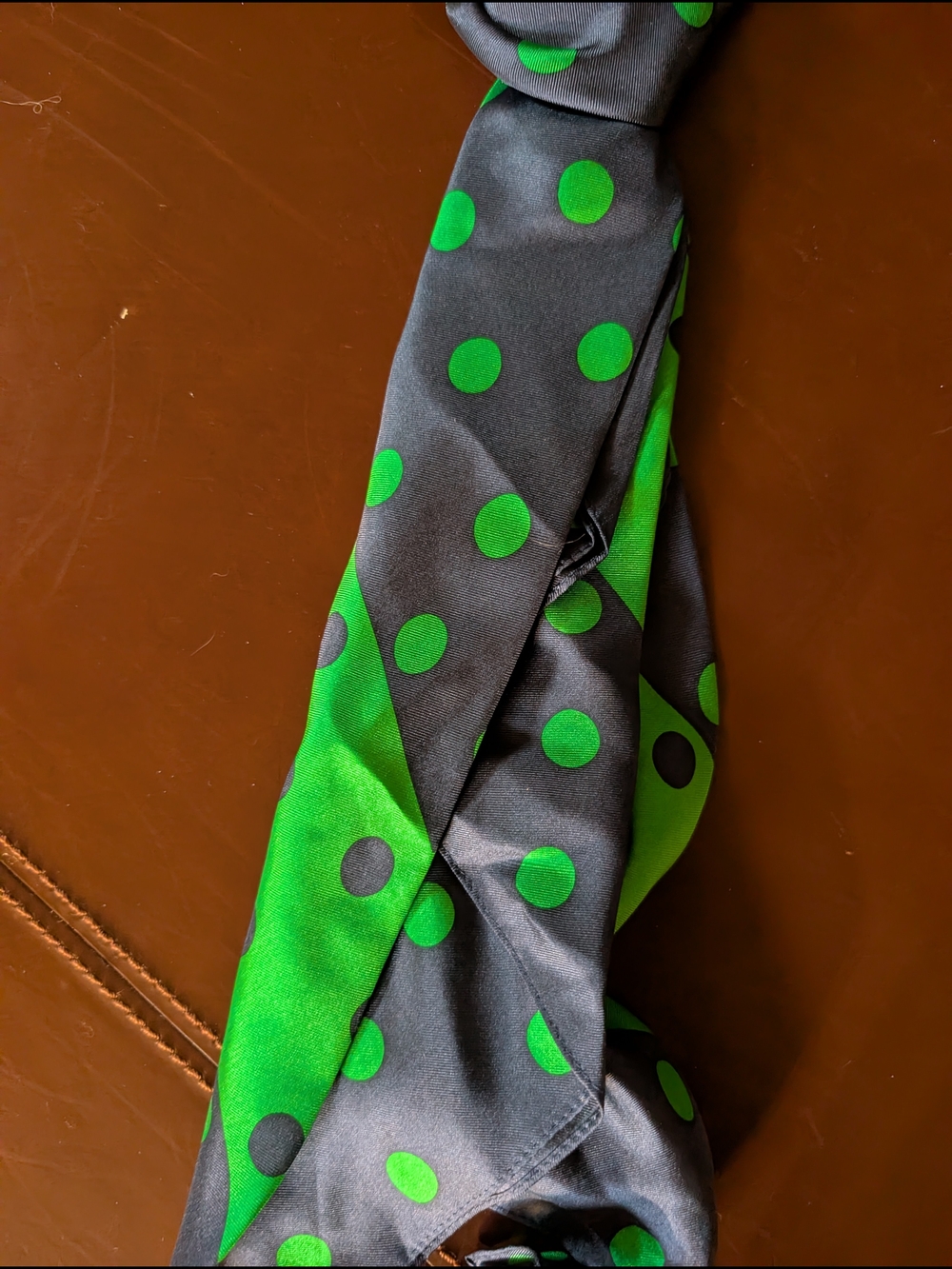 kate spade Navy & Green Polka Dot Silk Square Scarf - Picture 5 of 6